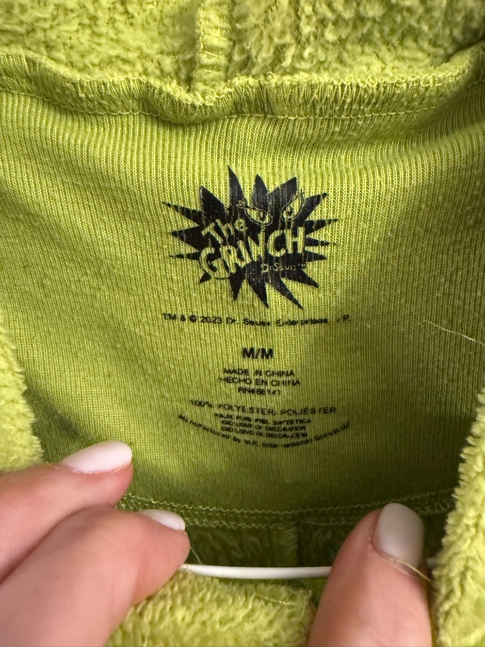 Dr Seuss The Grinch Fleece One Piece Pajamas Adult Medium Always Naughty Hooded - Picture 4 of 7
